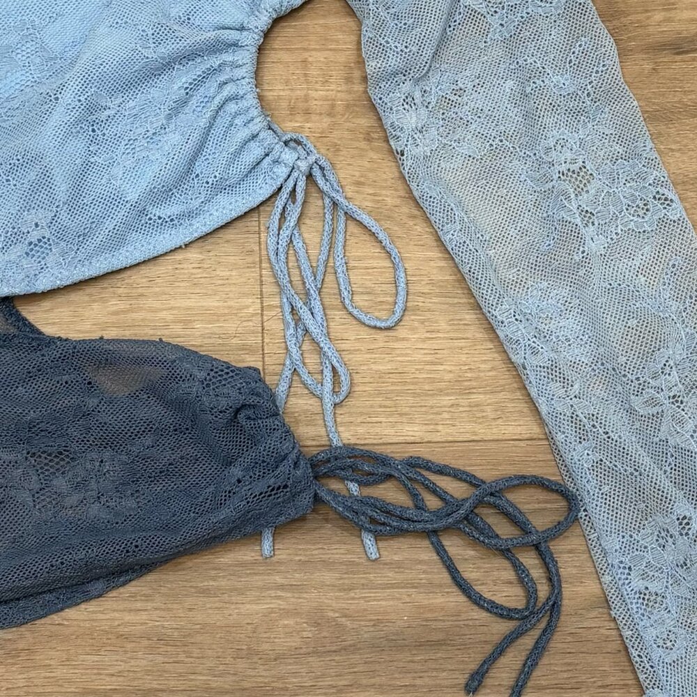 Contemporary‎ Dance Costume Set White & Light Blue Weissman Competition Outfit - Picture 3 of 11